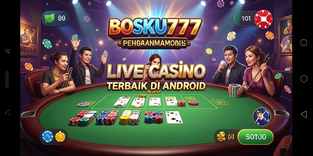 Tampilan gameplay Live Casino BOSKU777 dengan dealer profesional dan suasana kasino nyata.