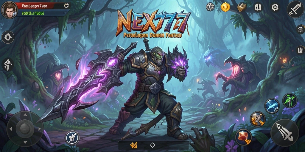 Tampilan gameplay epik di dunia fantasi NEX777.